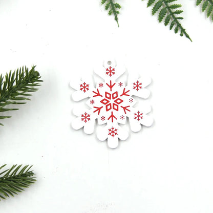 12pcs/Lot DIY White&Red Christmas Printed Wooden Pendants Ornaments for Kids Christmas Gifts Xmas Tree Ornaments Decorations