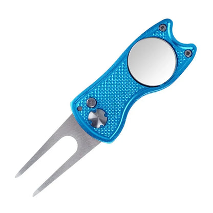 1pc Foldable Golf Divot Repair Tool With Golf Ball Tool Pitch Groove Cleaner Golf Accessories Putting Green Fork Training Aids