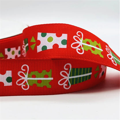 5yards/Lot 25MM Christmas Ribbon Printing Christmas Peripheral Ribbon for Bow Christmas Decoration DIY Gift Wrapping