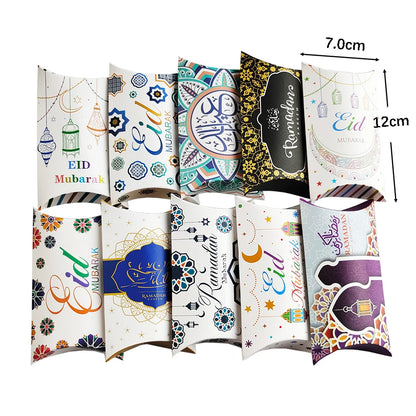 10Pcs Ramadan Gift Boxes Paper Eid Mubarak Candy Cookie Boxes Eid Gift Packing Box Ramadan Decoration 2025 Muslim Islamic Party