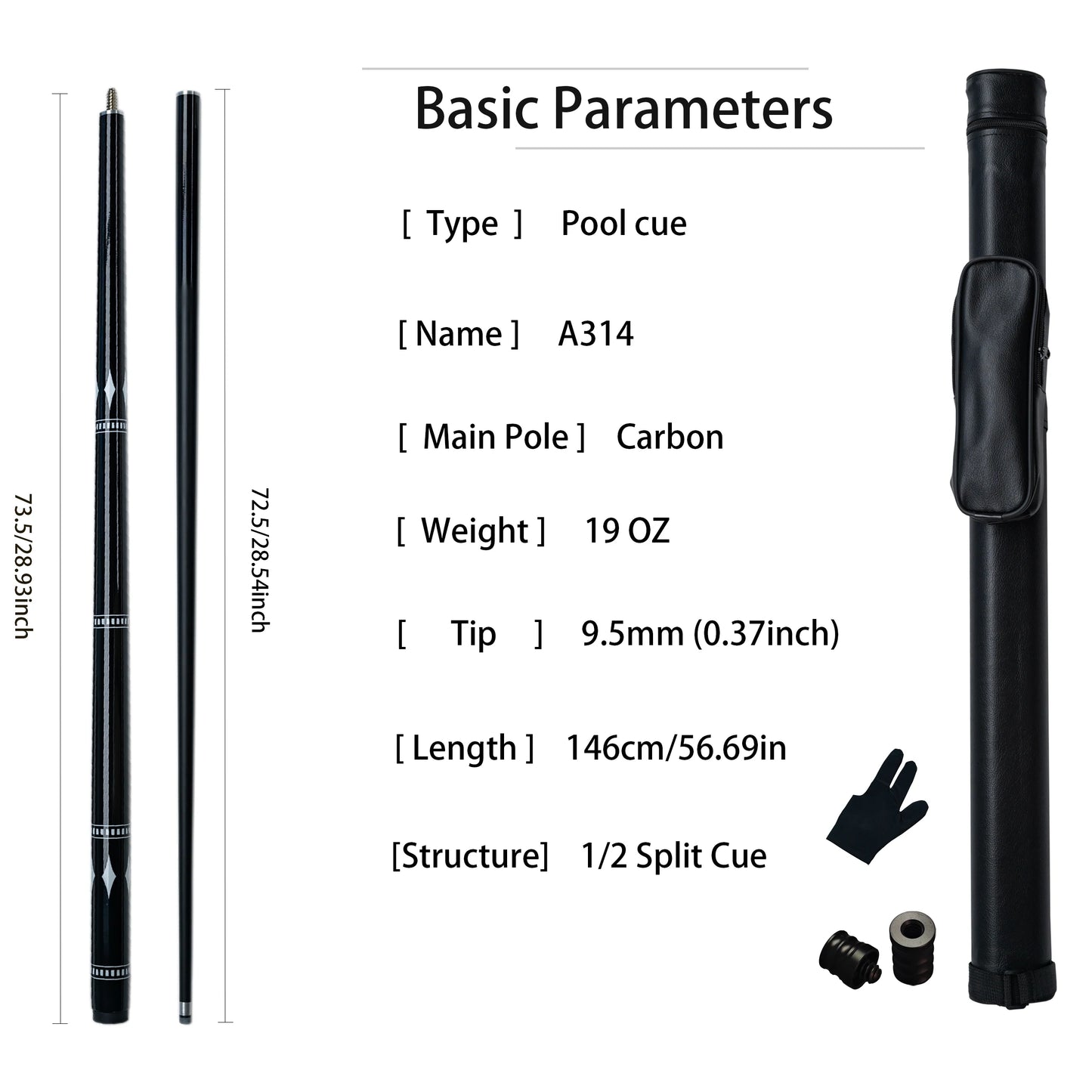 High Performance Snooker Carbon Fiberglass Billiards Cue Set 9mm Tip Pointed Professional Pool Cue Crazy Billiards Supplies