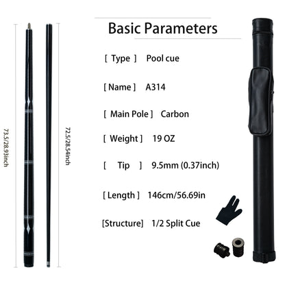 High Performance Snooker Carbon Fiberglass Billiards Cue Set 9mm Tip Pointed Professional Pool Cue Crazy Billiards Supplies