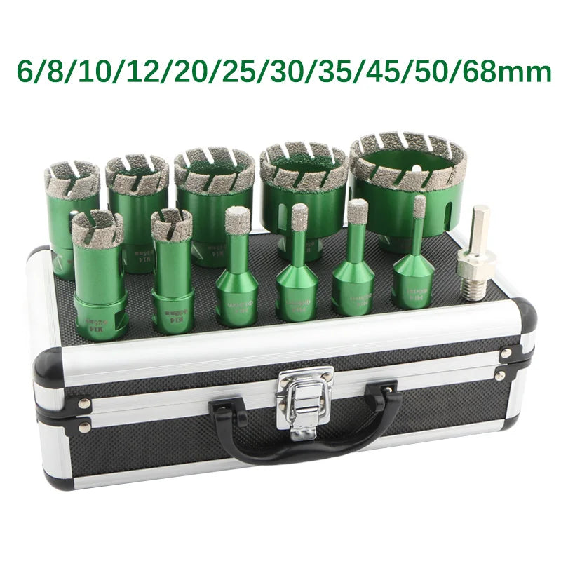 4/7/912Pcs Diamond Dry Drill Bits Hole Saw Kit for Ceramic Tile Granite Marble M14 Thread Cyclone Type Masonry Hole Opener Tools