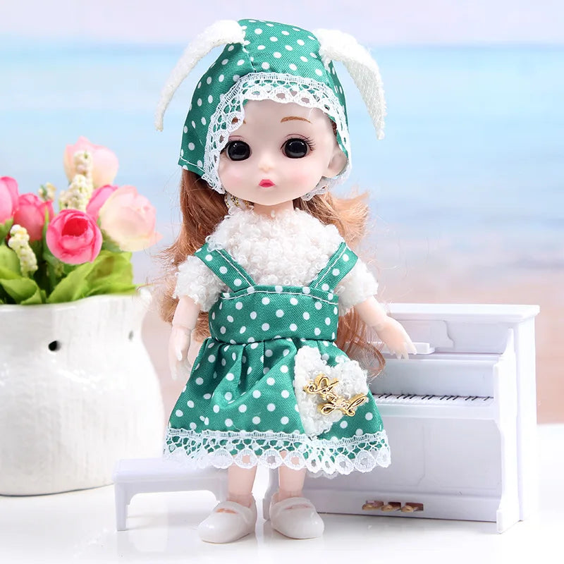 17cm Mini Bjd Doll for Girls 3 to 12 Year Old Wedding Dolls 1/12 With Hair and Clothes Full Set Christmas Gifts Toys for Kids