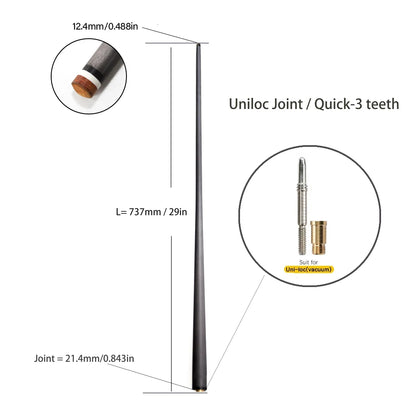 Customized 100% Carbon Fiber Shaft Billiard Pool Cue Stick 10/12/12.4/12.9/13.9mm Shaft Uni-Loc Joint Single Shaft