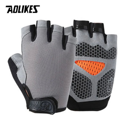 AOLIKES Cycling Gloves MTB Road Riding Gloves Anti-Slip Camping Hiking Gloves Gym Fitness Sports Bike Bicycle Glove Half Finger