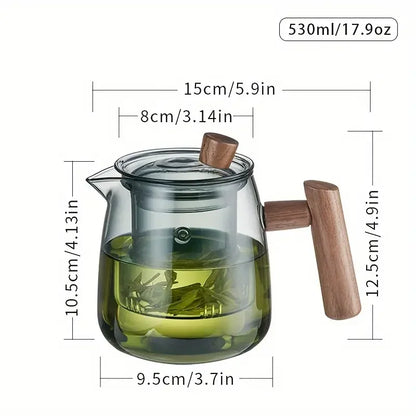 Glass Tea Pot With Wood Handle Chinese Heat-Resistant Glass Teapot Transparent Steaming Tea Glass Kettle Tea Set Infuser Tea
