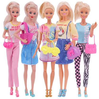 5Pcs Set of Barbies Doll Toy Clothes Accessories Barbies Clothes for Barbie Doll&1/6 BJD Blythe Shoes Mini Dress Bags Toy