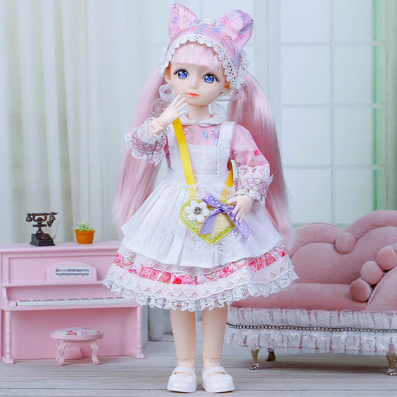 1/6 Anime Doll Full Set 23 Joint Movable With Skirt Hat Accessories Girls DIY Toys
