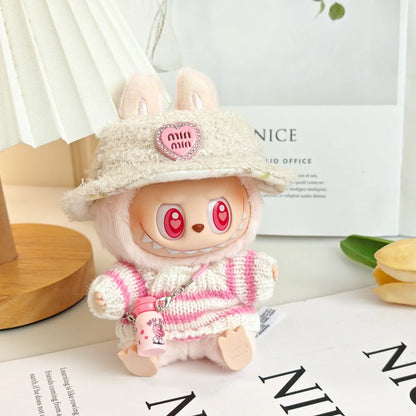 15cm 17cm Labubu Doll Clothes  Plush Doll Clothes Sweet Tube Big Mouth Fish Strap Pants Macaron 2nd Generation Cute  DIY Kid Gif