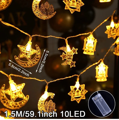 Moon Star Led String Lights Eid Mubarak Decor Ramadan Decoraion for Home 2024 Ramada Kareem Muslim Islam Al Adha Party Supplies