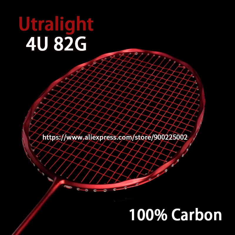 Professional Super Light Full Carbon Fiber Badminton Racket Strung Max 30LBS 4U Rackets With String Bag Racquet Sports Padel