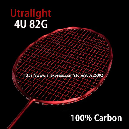 Professional Super Light Full Carbon Fiber Badminton Racket Strung Max 30LBS 4U Rackets With String Bag Racquet Sports Padel