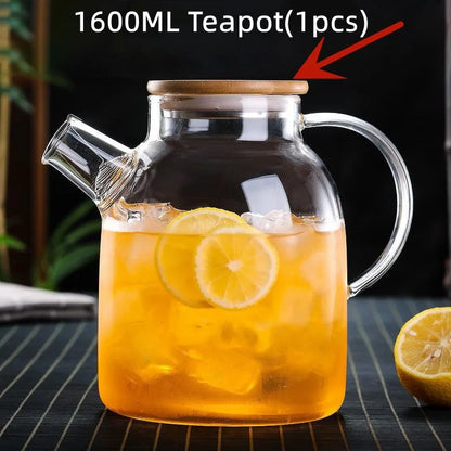 Tea Sets Big Heat Resistant Glass Teapot Flower Tea Kettle Large Clear Glass Fruit Juice Container Ceramic Teapots Droshipping