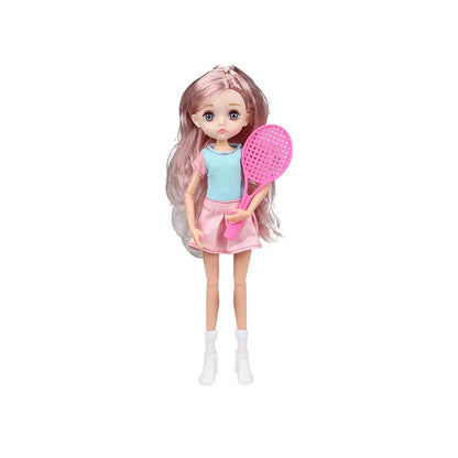 Slim 26cm Bjd Doll for Girl 13 Movable Joints Fashion Princess Clothes Suit Accessories Blue Eyes Decoration Eyelash Solid Doll
