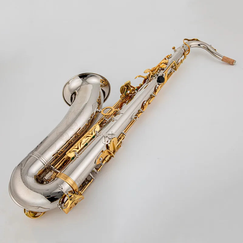 New Professional Musical Instruments T-Wo37 Tenor Saxophone Bb Tone Nickel Plated Tube Gold Key Sax With Case Mouthpiece Gloves