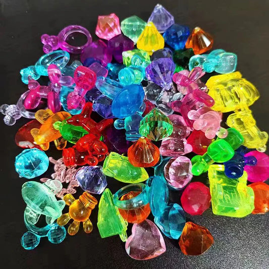 100Gram Bulk Pirate Treasure Gemstones Jewelry Crystals Birthday Party Favors for Kids Goodie Bags Vending Machine Toys