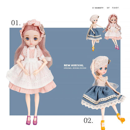 Slim 26cm Bjd Doll for Girl Purple Hair Big Eyes Fashion Princess Clothes Suit Accessories Decoration Eyelash Solid Doll Gift