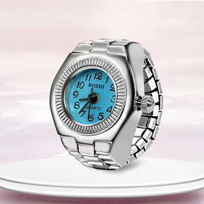 Steel Fun Vintage Punk Quartz Finger Pocket Watch Ring for Women Men Goth Clock Rings Digital Watch Elastic Stretchy Rings Gifts