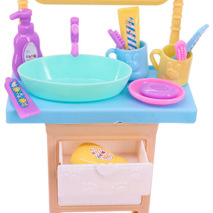 Barbies Doll House Furniture Bed Table Chair Plastics Cleaning Tools for 11.8inch Barbies Accessories Mini Furniture Model Gifts
