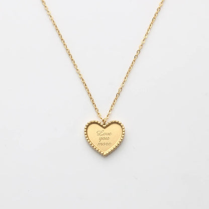 PVD 18 Gold Plated Heart Pendant Love You More Choker Necklace Stainless Steel Jewelry Valentine's Day Gift Necklace for Women