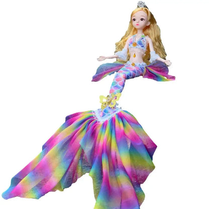17.7 Inch Exquisite Princess Mermaid Doll Fashion Mermaid BJD Doll With Rainbow Clothes Girls Favor Xmas Birthday Gift Toys