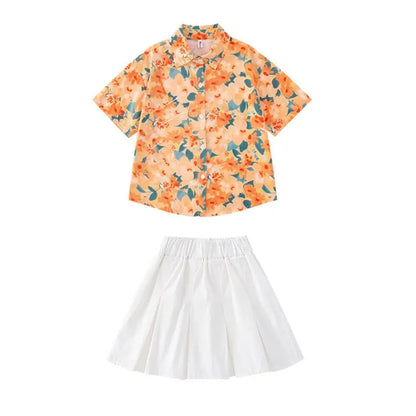 Children Hip Hop Summer Clothes Sets T-Shirt Street Dance Skirt Girls Crop Top Cute Outfits Kids Jazz Cheerleader Costumes