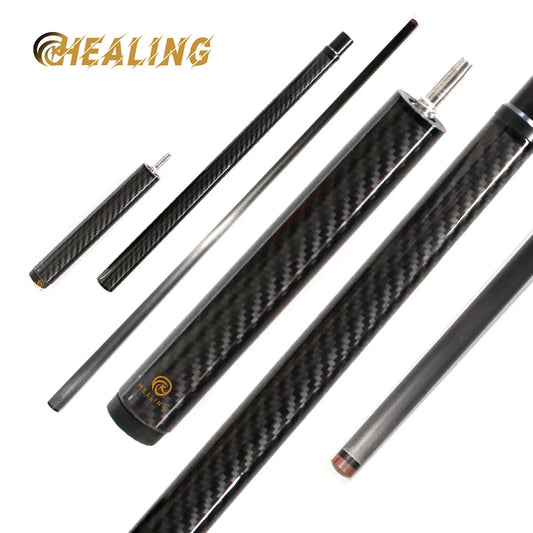 3-Pc Carbon Fiber Cue Stick Break Jump Carbon Pool Cue Stick 3K Black Technology Bakelite 13.8mm 1247mm/48in 20oz Billiard Stick