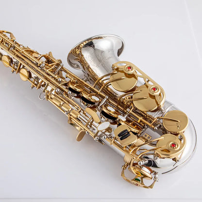 Brand NEW A-Wo37 Alto Saxophone Nickel Plated Gold Key Professional Sax Mouthpiece With Case and Accessories