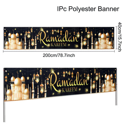 Eid Mubarak Outdoor Banner Flag Ramadan Decoration for Home 2024 Islamic Muslim Party Decor Gifts Ramadan Kareem Eid Al-Adha