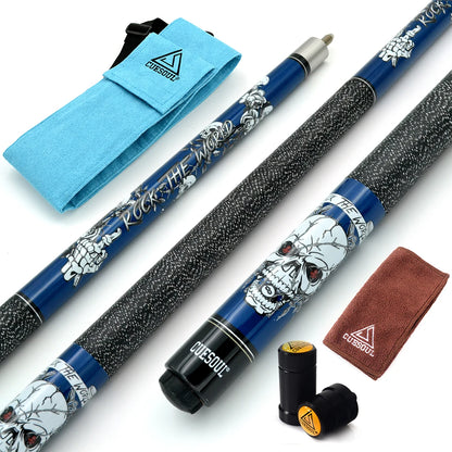 CUESOUL ROCK II 58" 19/20/21oz Black Pool Cue Stick 13mm With Cue Bag With and Joint/Shaft Protector