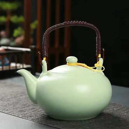 Puer Tea Accessories Vintage Chinese Style Teapot With Lifting Beam 650ml Japanese Tea Pot and Cup Set Heated Kettle Samovar Bar