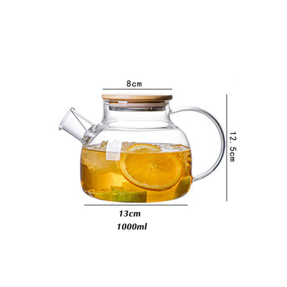 1/1.6/1.8l Transparent Borosilicate Glass Teapot Heat-Resistant Large Clear Tea Pot Flower Tea Set Puer Kettle Office Home Tool