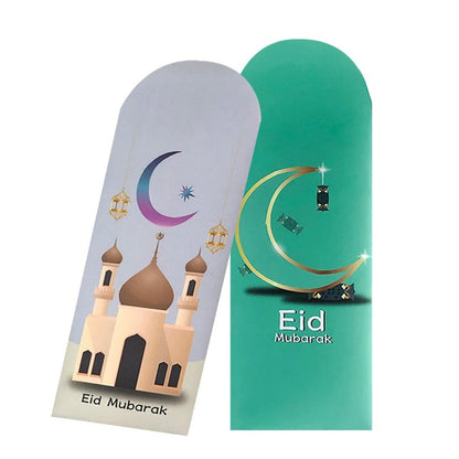6Pcs/Set Eid Mubarak Cash Envelopes Money Cards Paper Bag 2024 Ramadan Mubarak Decoration Islamic Muslim Eid Al-Fitr Gift Favors