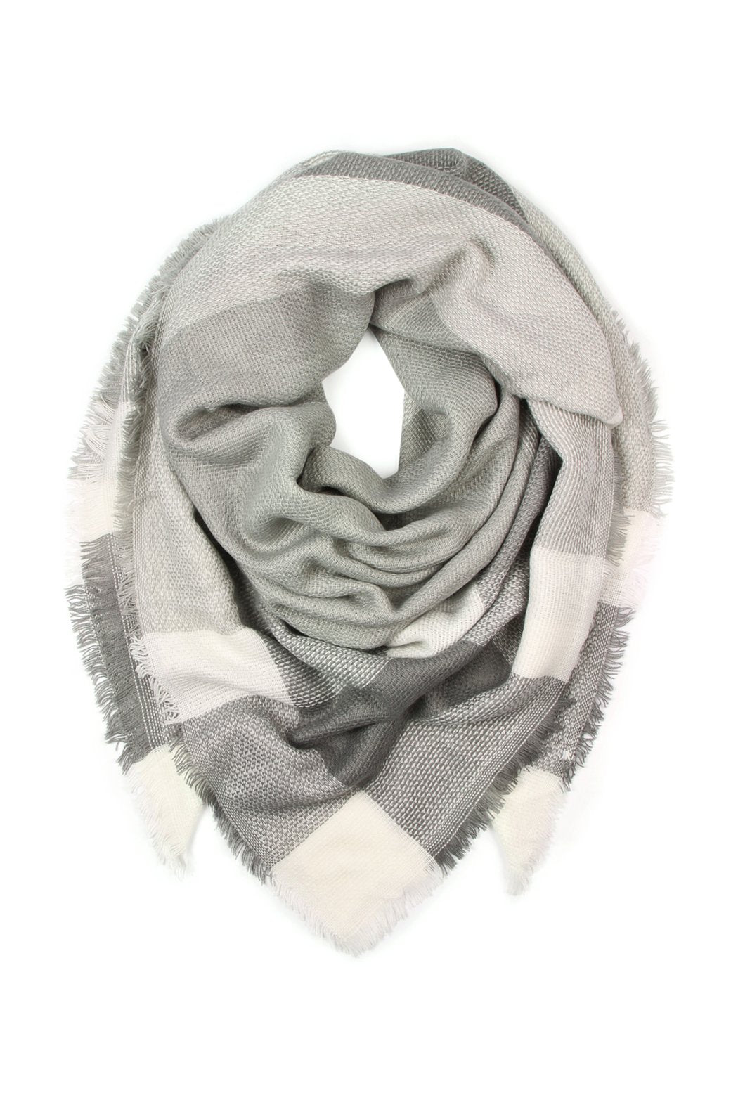 Gray Blanket Fringed Scarf