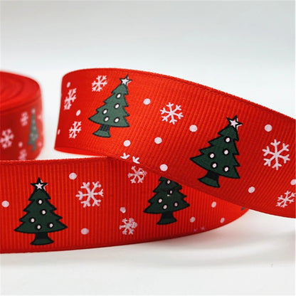 5yards/Lot 25MM Christmas Ribbon Printing Christmas Peripheral Ribbon for Bow Christmas Decoration DIY Gift Wrapping