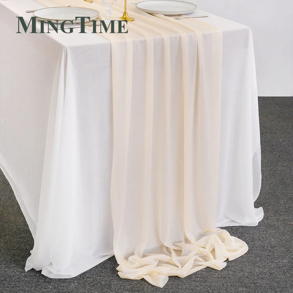 Sheer Chiffon Luxury Solid Colorful Table Runner Blue Rustic Boho Wedding Party Bridal Shower Birthday Home Christmas Decoration