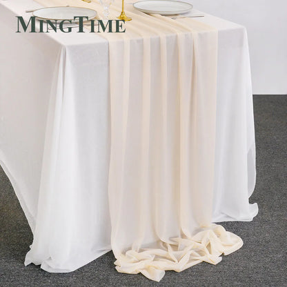 Sheer Chiffon Luxury Solid Colorful Table Runner Blue Rustic Boho Wedding Party Bridal Shower Birthday Home Christmas Decoration