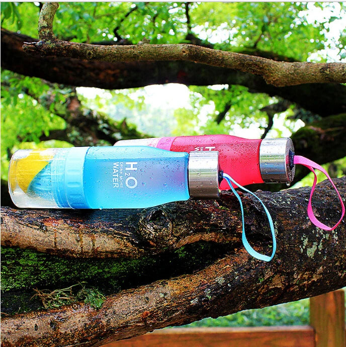 Hot ! 2022 Xmas Gift 650ml Water Bottle Plastic Fruit Infusion Bottle Infuser Drink Outdoor Sports Juice Lemon Portable Kettle
