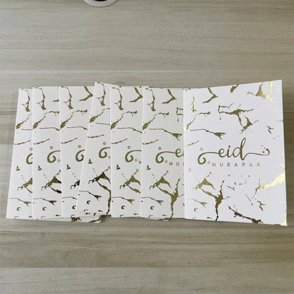 6pcs/Set Eid Mubarak Thanks Card Ramadan Decoration Gift Message Greeting Card Islamic Muslim Eid Al-Fitr Festival Party Decor