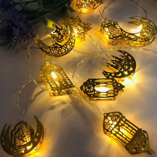 Ramadan Decorations Moon Star Led Light Eid Mubarak String Lights for Home Islam Muslim Hajj Kareem Eid Al Adha Lantern Decor