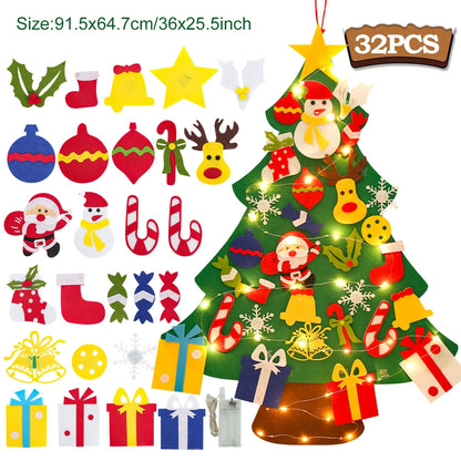Kids DIY Felt Christmas Tree Merry Christmas Decorations for Home 2023 Christmas Ornaments Navidad 2024 New Year Gifts Xmas Tree