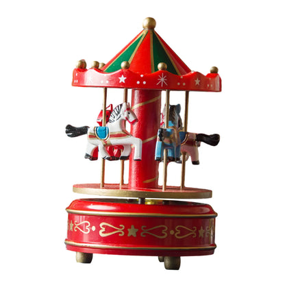 New Carousel Horse Music Box Resin Merry-Go-Round Musicical Box Home Desktop Decoration Kids Christmas Birthday Gift