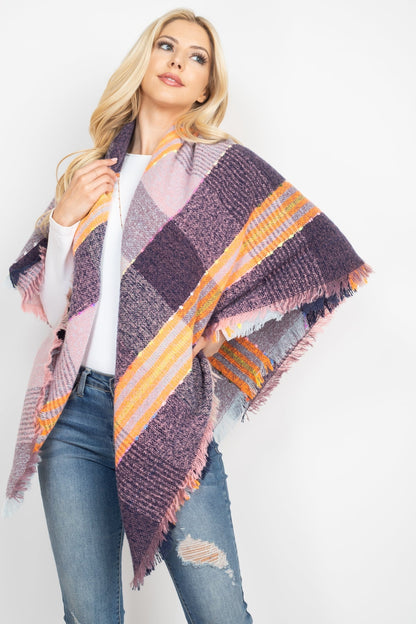 Multi Color Blanket Fringed Scarf