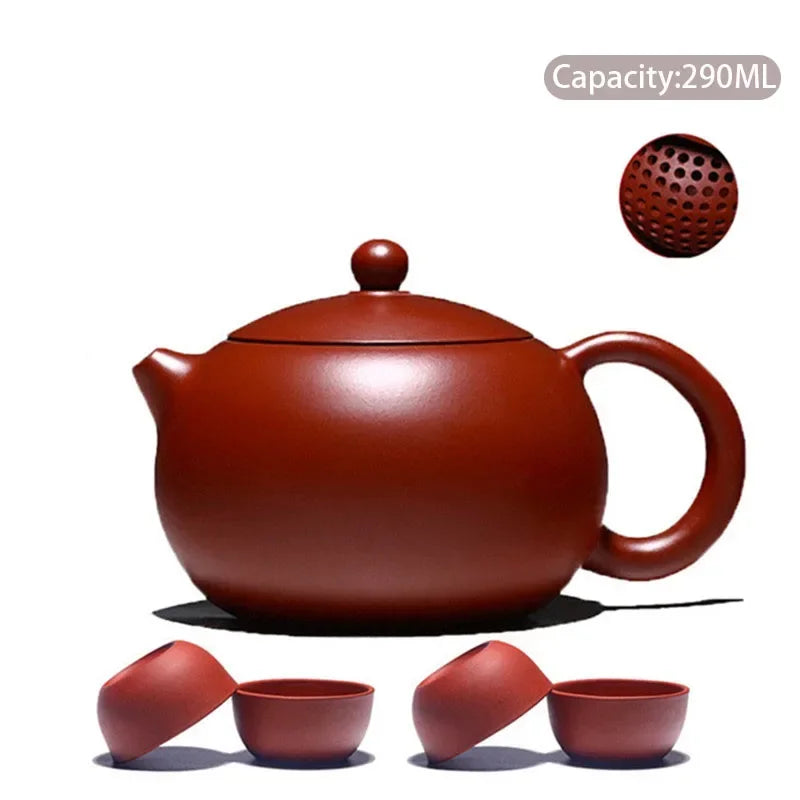 High-End Yixing Purple Clay Teapot Famous Handmade Ball Hole Filter Xishi Tea Pot Raw Ore Dahongpao Kettle Zisha Tea Set Gifts