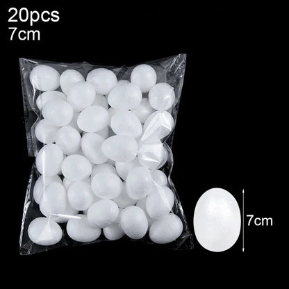 20pcs 3.5-9cm Painting Easter Foam Egg White Polystyrene Styrofoam Foam Egg Ball for Home Happy Eatser Party Decor DIY Kids Gift