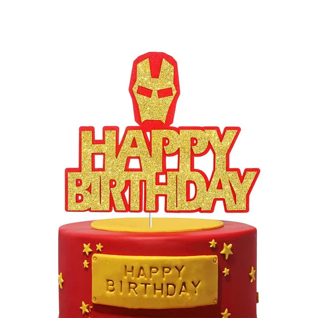 1set the Avengers Birthday Party Cake Topper Super Hero Spiderman Hulk Iron Man Cake Decoration for Kids Birthday Party Supplies