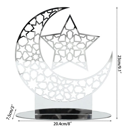 Hollow Out Ramadan Moon Acrylic Table Ornament Eid Mubarak DIY Decoration for Home Kareem Eid Gift Islamic Muslim Party Supplies