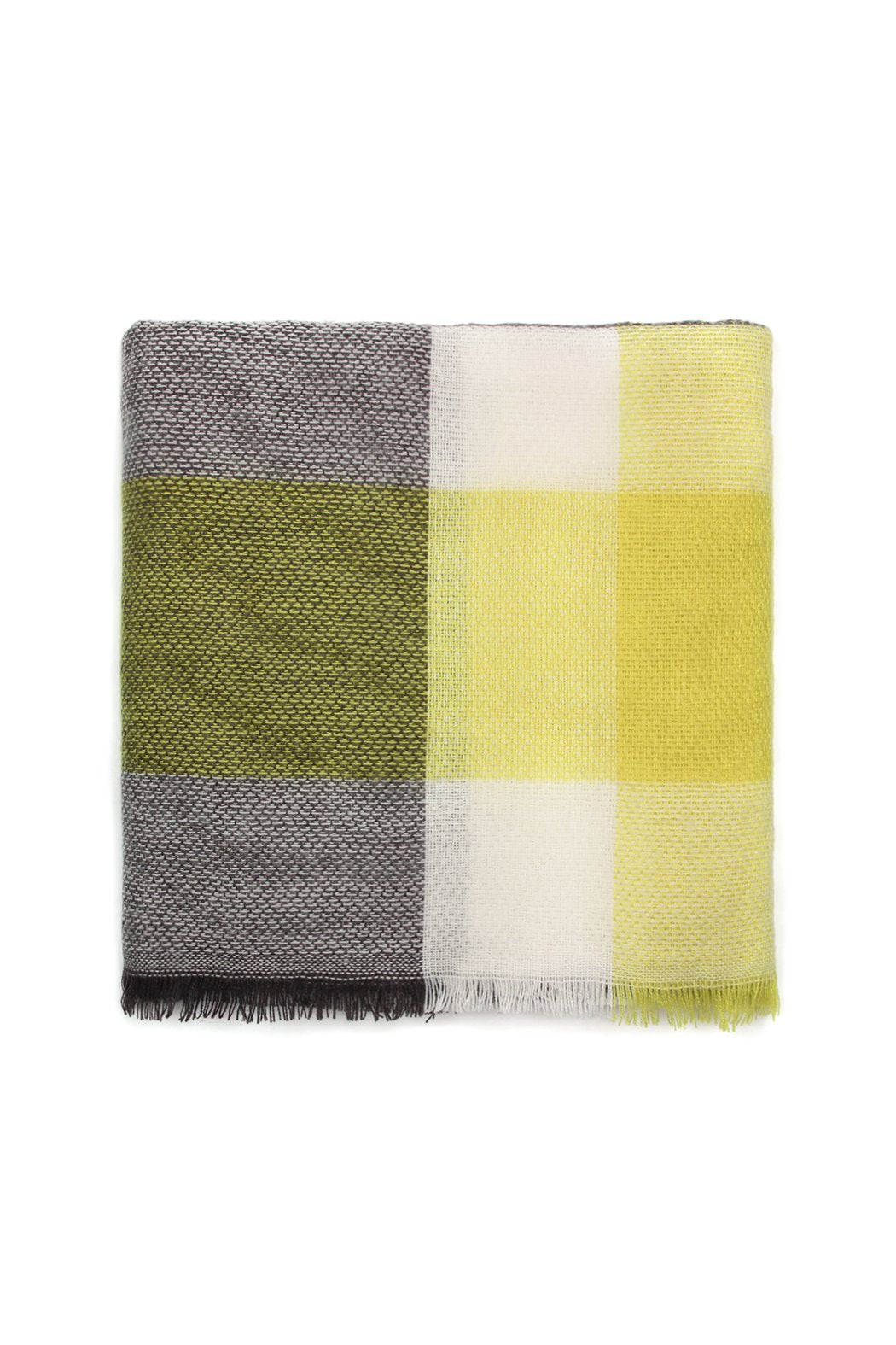 Dark Gray Yellow Blanket Fringed Scarf