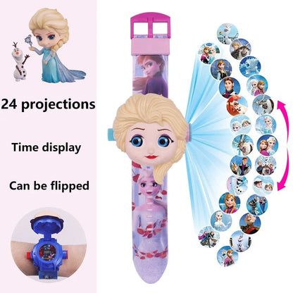 17 Style Disney Cartoon Children Watch 3D Projection Cartoon Superheroes Spider-Man Iron Man Digital Watches Children Watch Toy